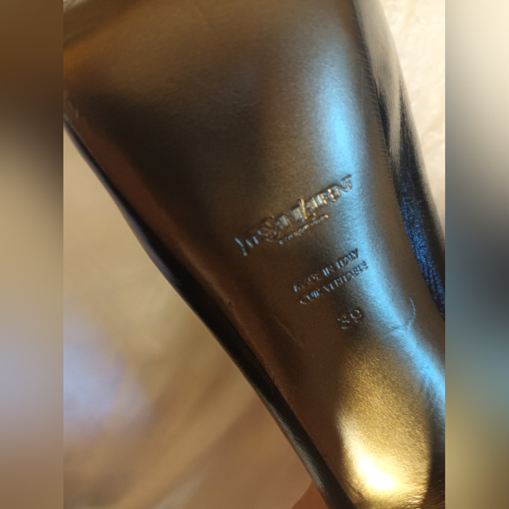 YSL Platform Heels Black Leather Sz 39 US 9 - Picture 16 of 16